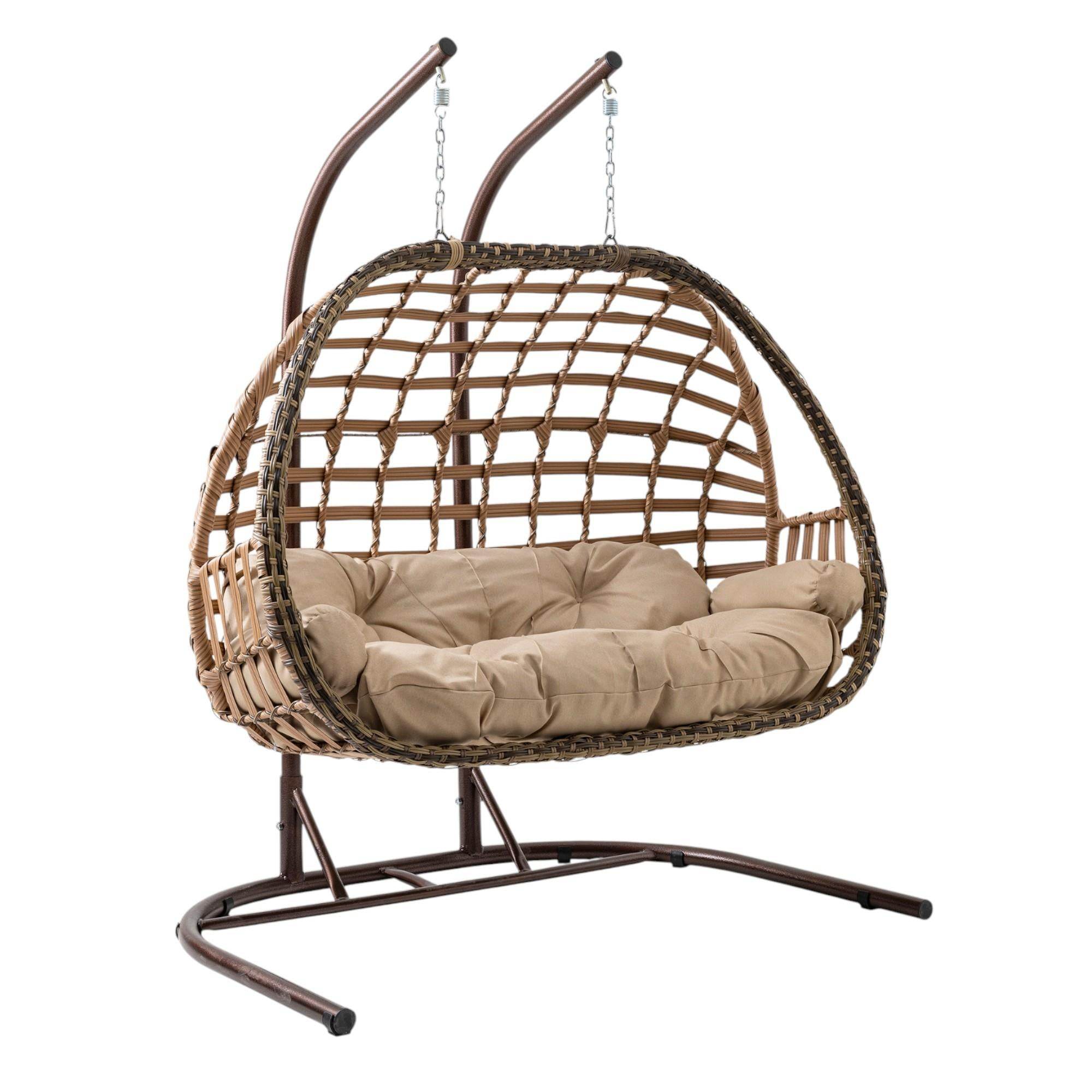 Capri Swing Oylat Çiftli Rattan Bahçe Salıncağı | Balkon Salıncağı
