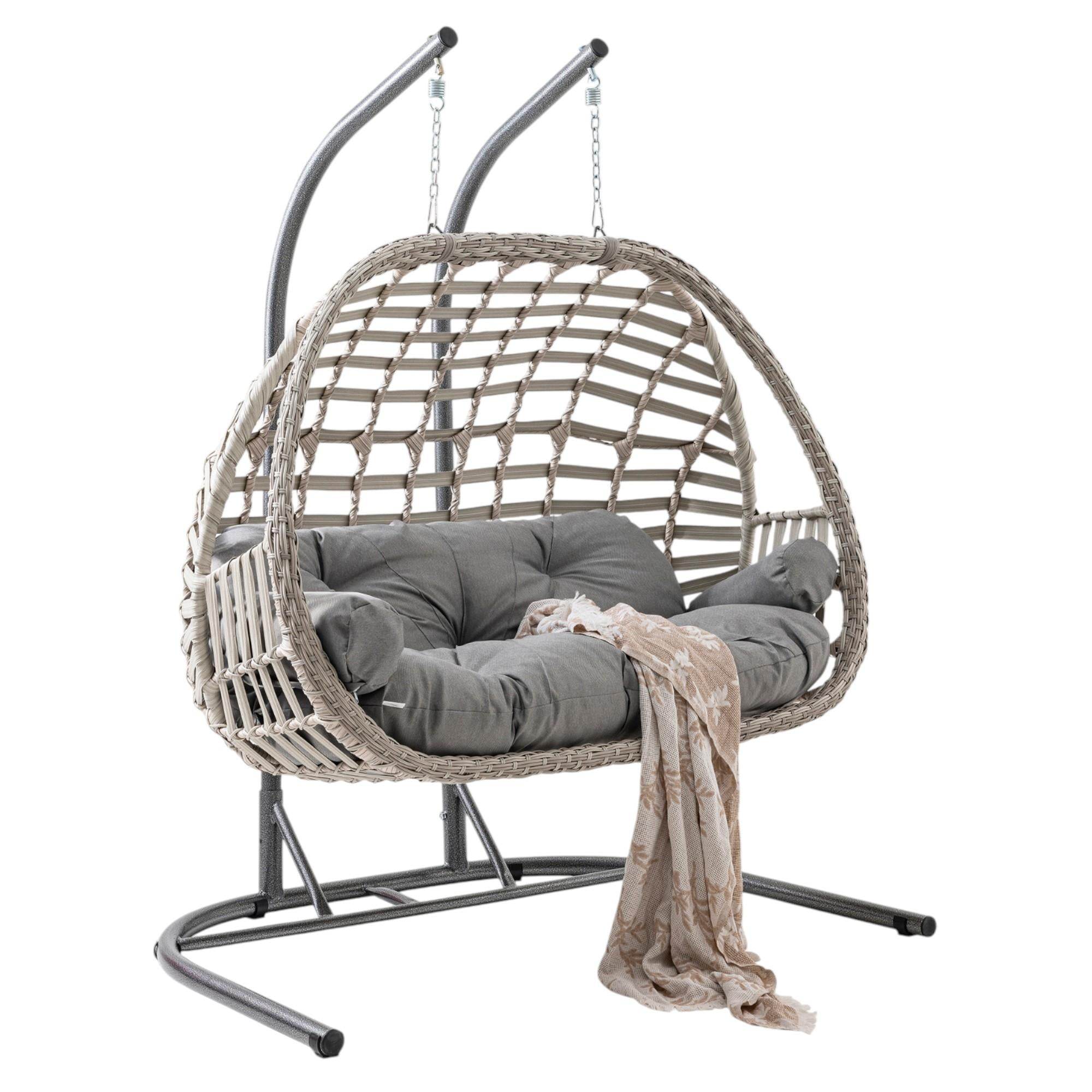 Capri Swing Oylat Çiftli Rattan Bahçe Salıncağı | Balkon Salıncağı