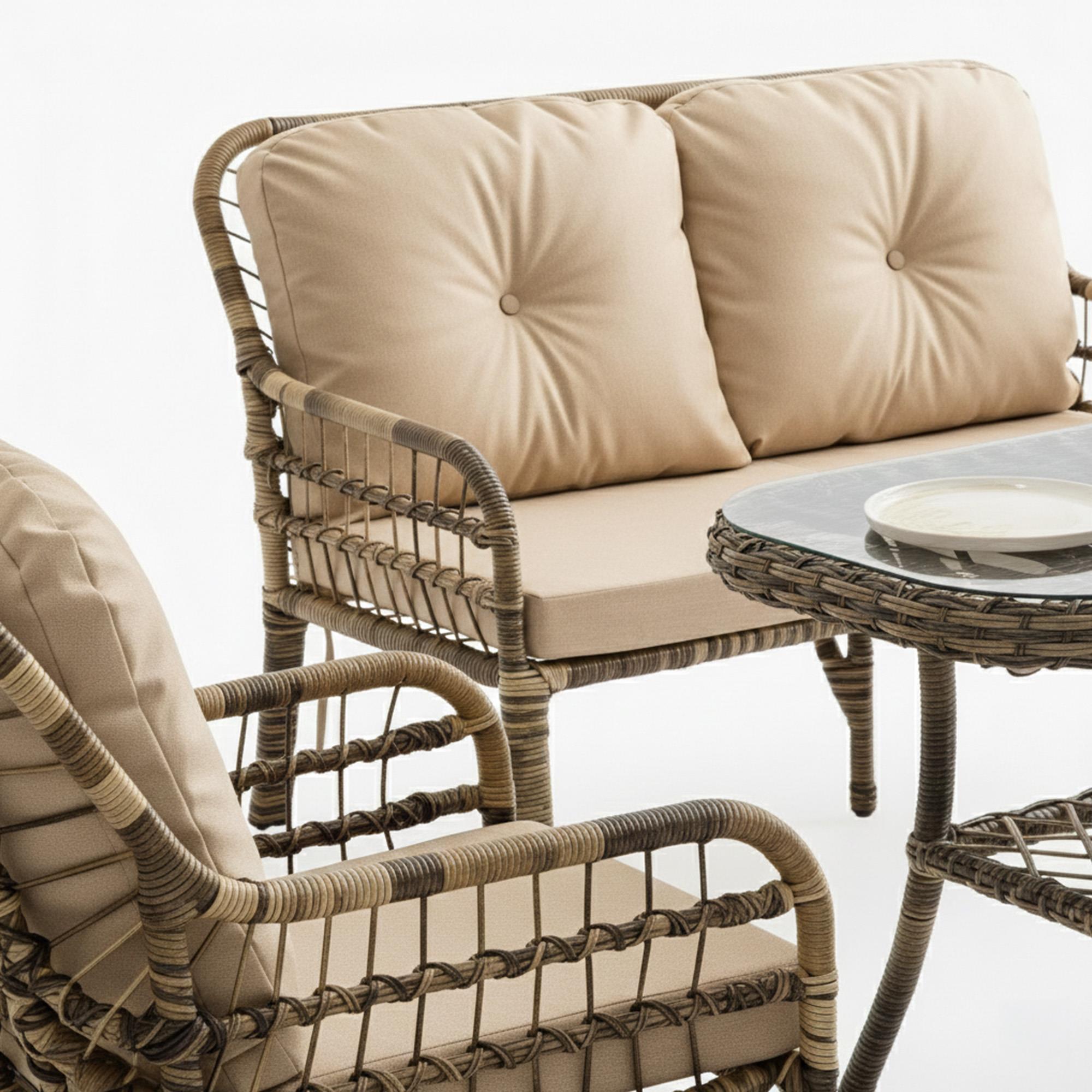 Capri Swing Pisa İkili Rattan Bahçe Balkon Oturma Grubu | Açık Kahve | 753