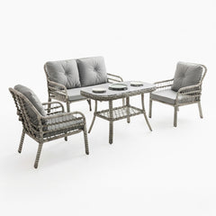 Capri Swing Pisa İkili Rattan Bahçe Balkon Oturma Grubu | Gri | 750