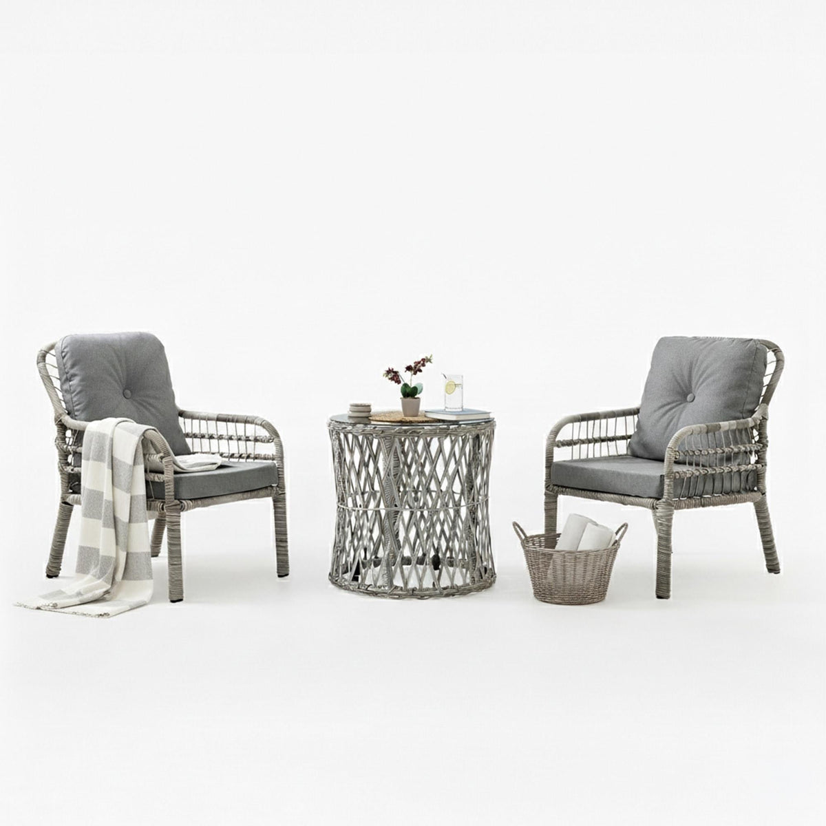Capri Swing Pisa Tekli Rattan Bahçe Balkon Oturma Grubu | Beyaz | 702