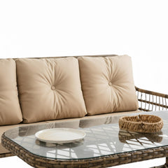 Capri Swing Pisa Üçlü Rattan Bahçe Balkon Oturma Grubu | Açık Kahve | 803