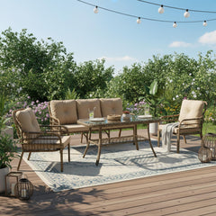 Capri Swing Pisa Üçlü Rattan Bahçe Balkon Oturma Grubu | Açık Kahve | 803