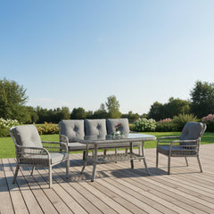 Capri Swing Pisa Üçlü Rattan Bahçe Balkon Oturma Grubu | Beyaz | 802