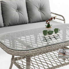 Capri Swing Pisa Üçlü Rattan Bahçe Balkon Oturma Grubu | Beyaz | 802
