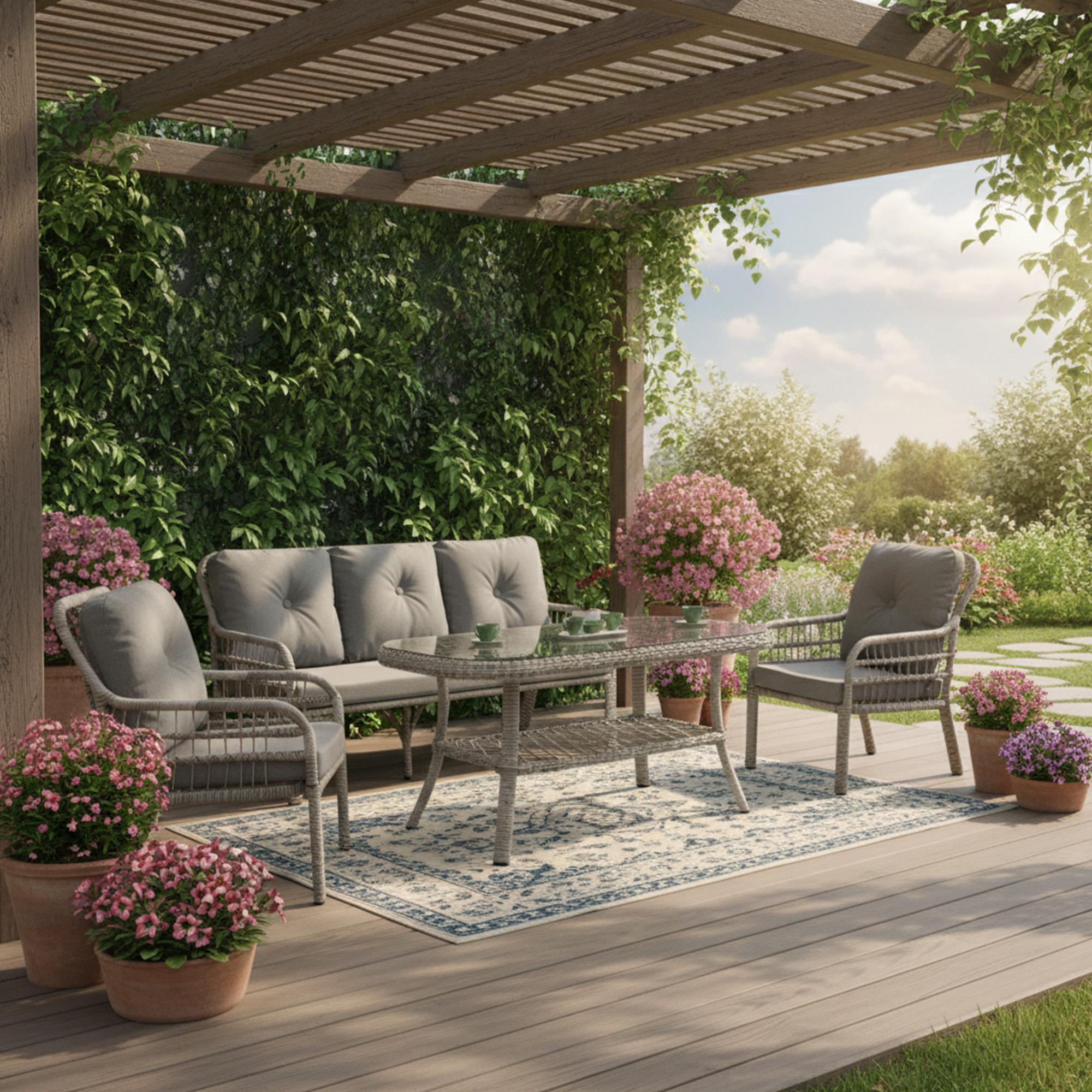Capri Swing Pisa Üçlü Rattan Bahçe Balkon Oturma Grubu | Beyaz | 802