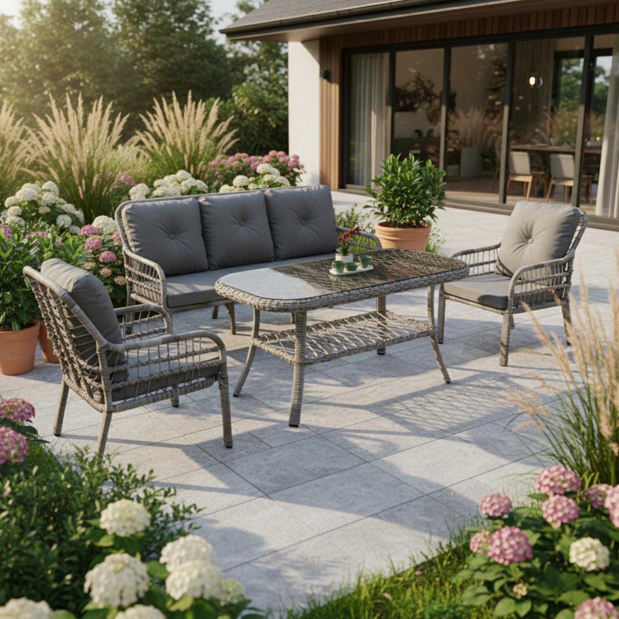 Capri Swing Pisa Üçlü Rattan Bahçe Balkon Oturma Grubu | Beyaz | 802