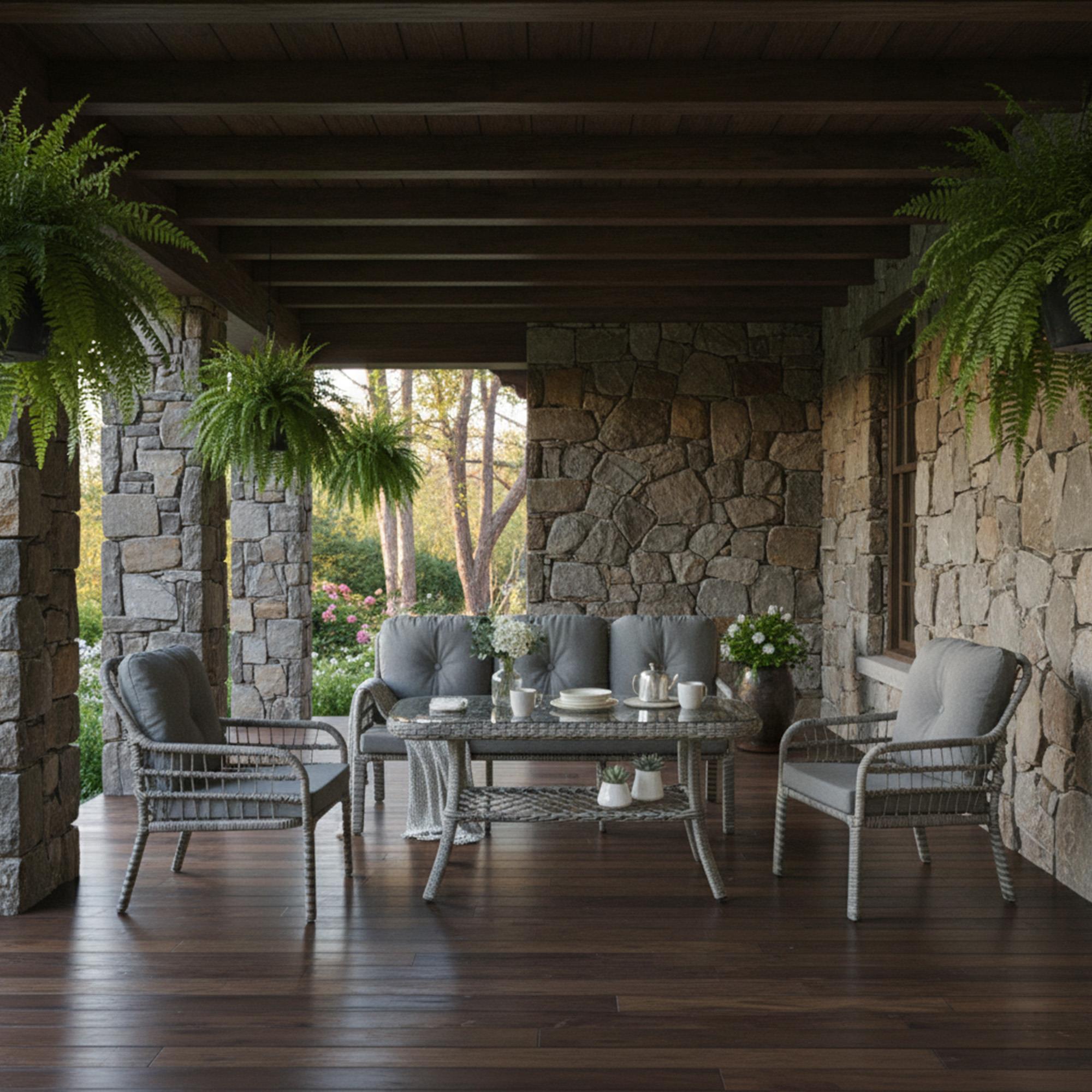 Capri Swing Pisa Üçlü Rattan Bahçe Balkon Oturma Grubu | Gri | 800