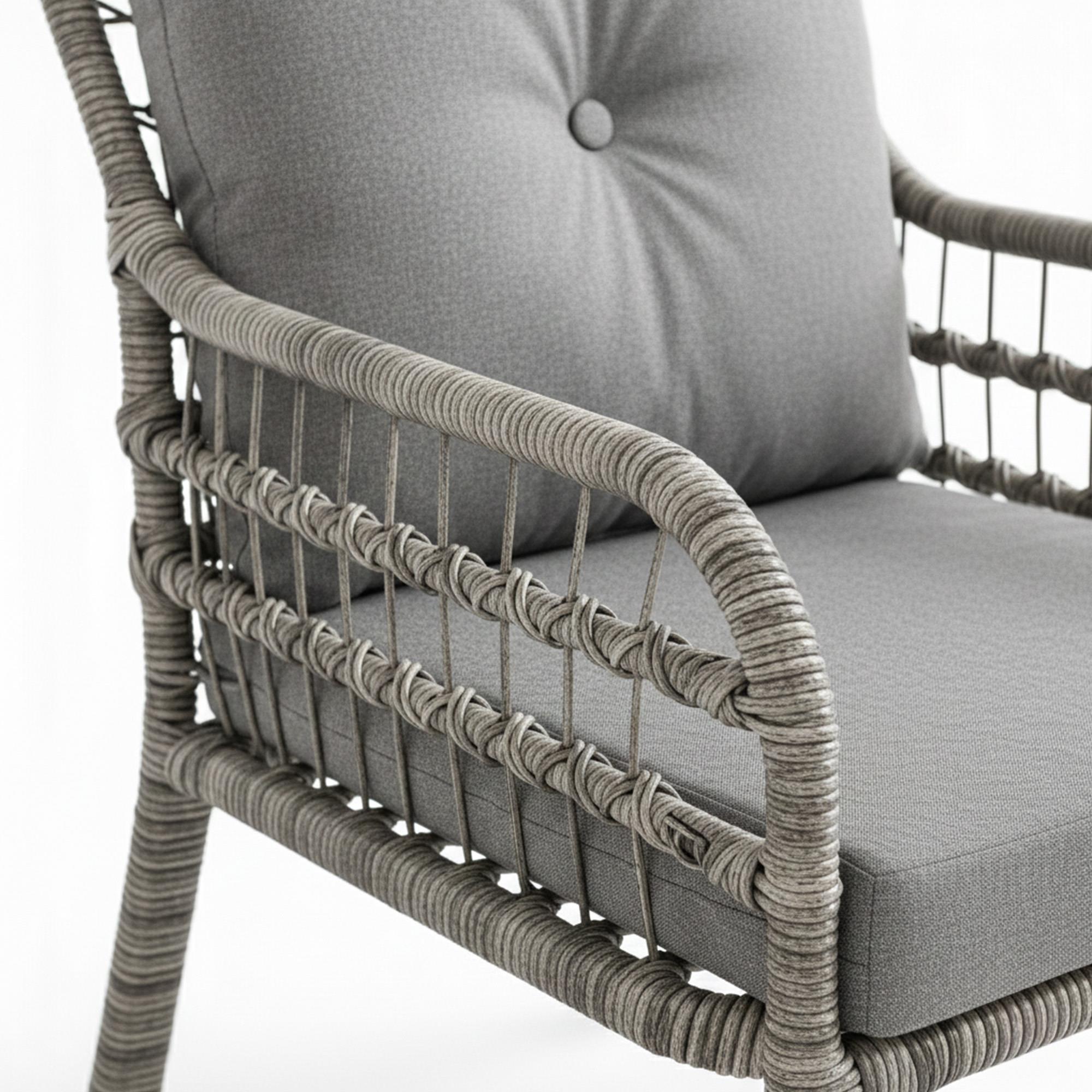 Capri Swing Pisa Üçlü Rattan Bahçe Balkon Oturma Grubu | Gri | 800