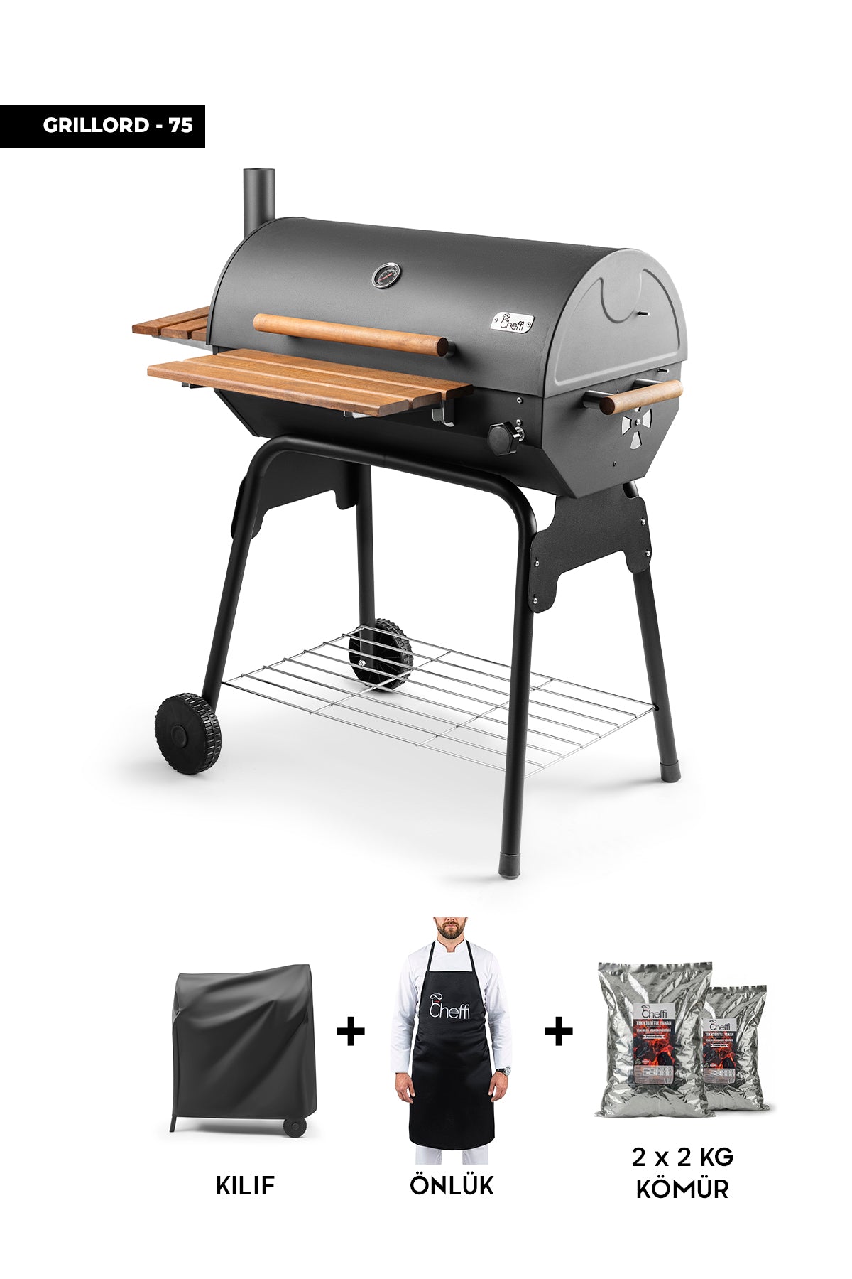 Cheffi Grillord-75 Kömürlü Barbekü Mangal (ÖNLÜK VE KILIF HEDİYELİ)