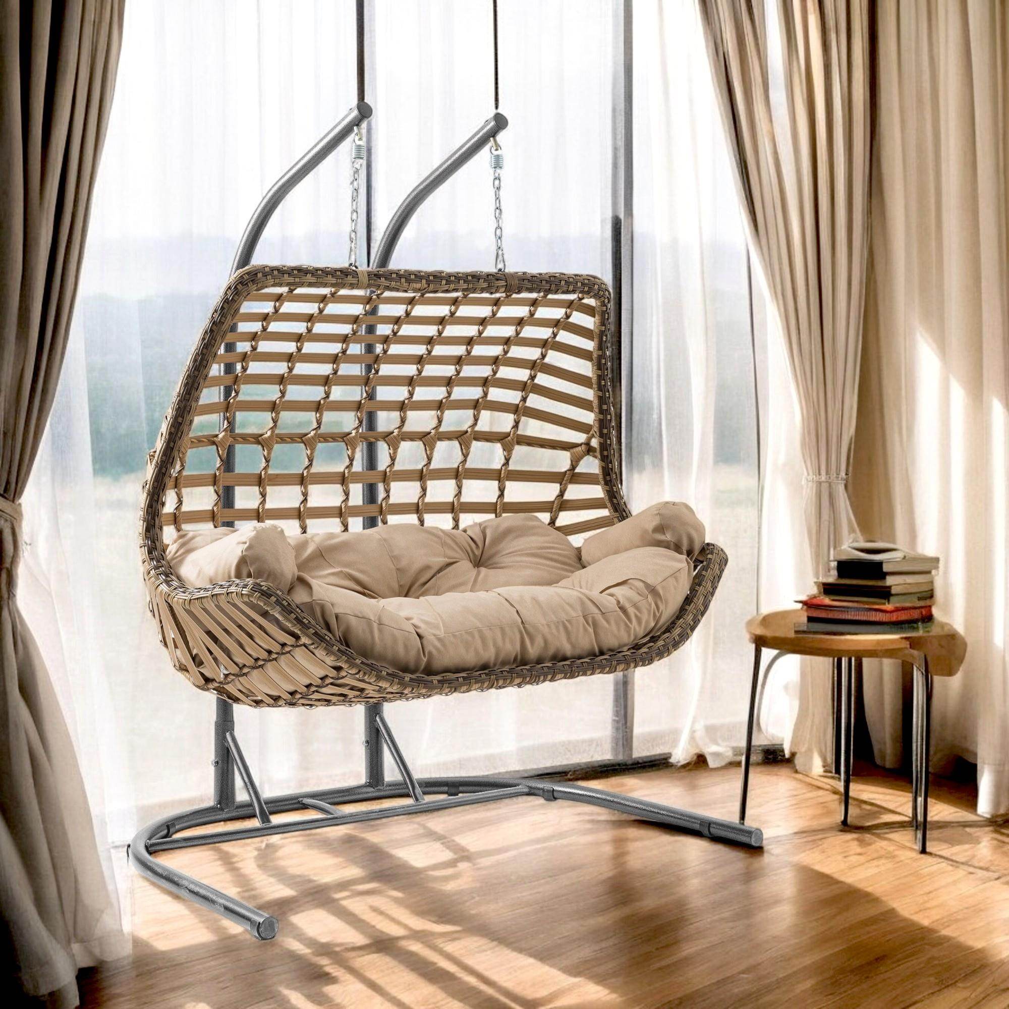 Cunda | Çiftli Rattan Bahçe Salıncağı | Rehome Balkon Salıncağı