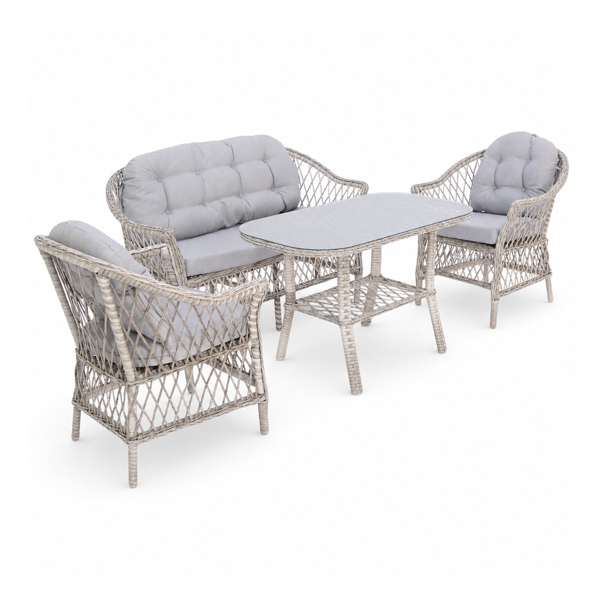 Eterna X | 2+1+1 Rattan Bahçe Oturma Grubu | Alüminyum İskelet