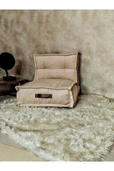 Fermuarlı Yıkanabilir Katlanır Çok Amaçlı Yer Minderi 60x60 cm Taşınabilir Minder Krem