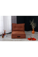 Fermuarlı Yıkanabilir Katlanır Çok Amaçlı Yer Minderi 60x60 cm Taşınabilir Minder Turuncu