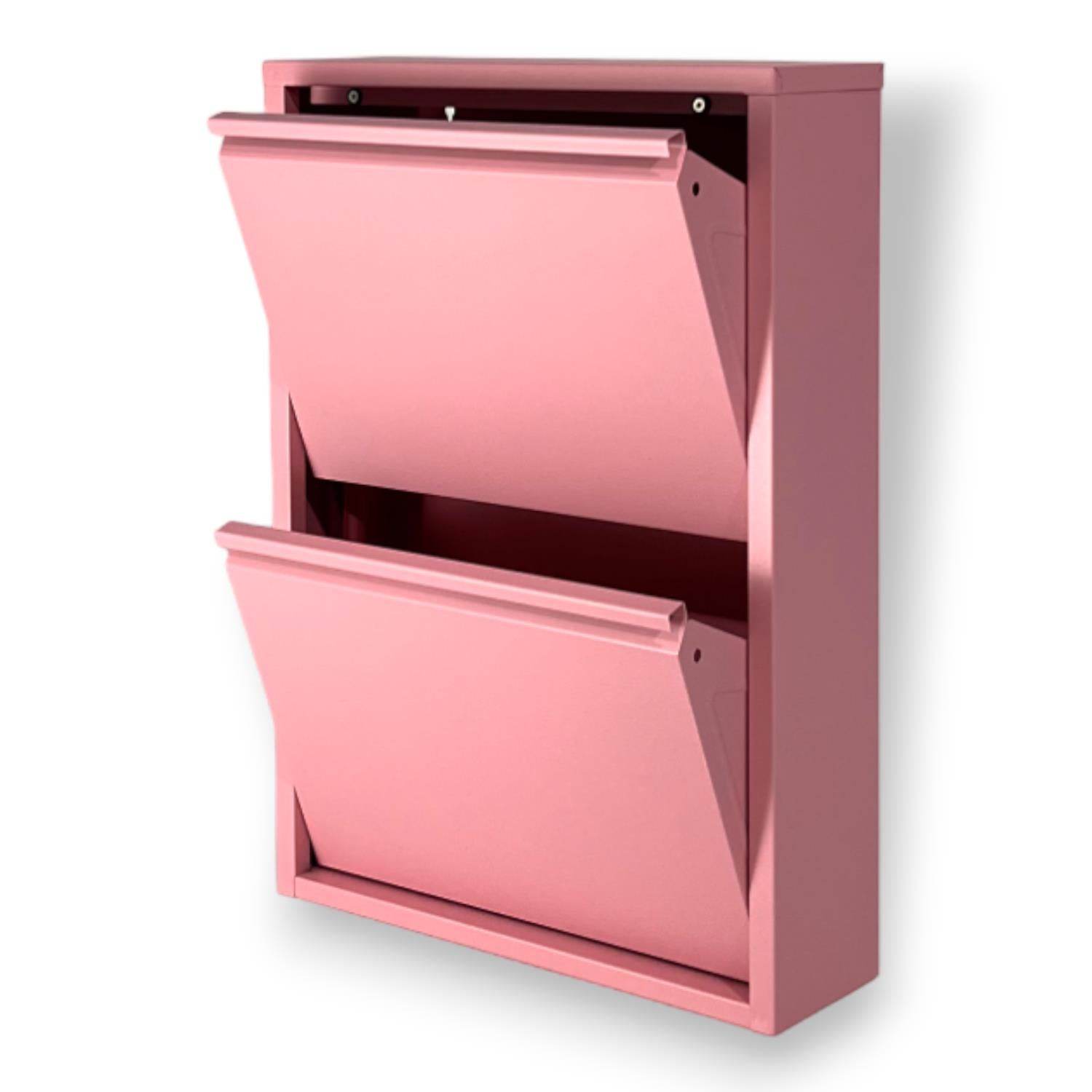 2 Raflı Metal Ayakkabılık | Pembe | 2li Metal Ayakkabı Dolabı | Rehome