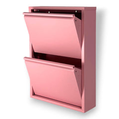 2 Raflı Metal Ayakkabılık | Pembe | 2li Metal Ayakkabı Dolabı | Rehome