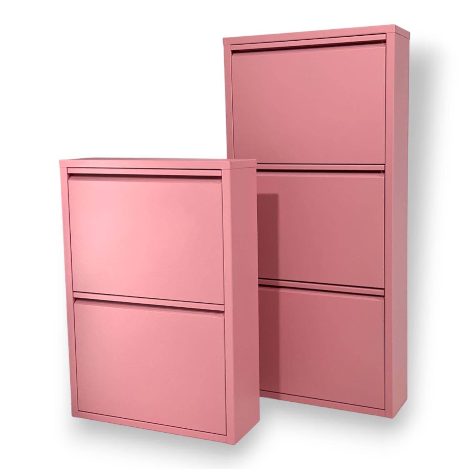3 Raflı Metal Ayakkabılık | Pembe | Kapı Önü Ayakkabılık | Rehome
