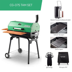 Guruss CG-075 Barbekü Mangal | Kömürlü | 75 Cm | Yeşil | Tam Set