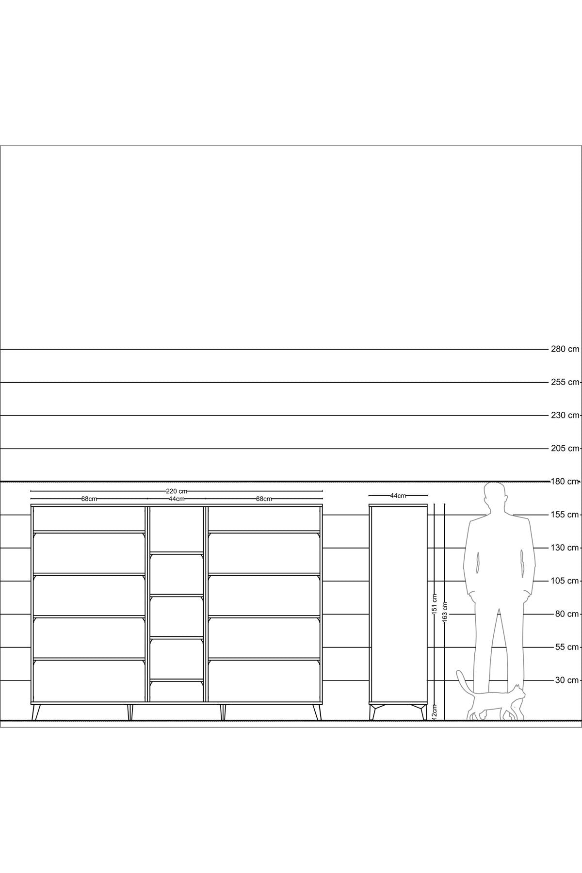 Hyperion Dolap 11 Raflı  220x44x163 Antrasit-Çam