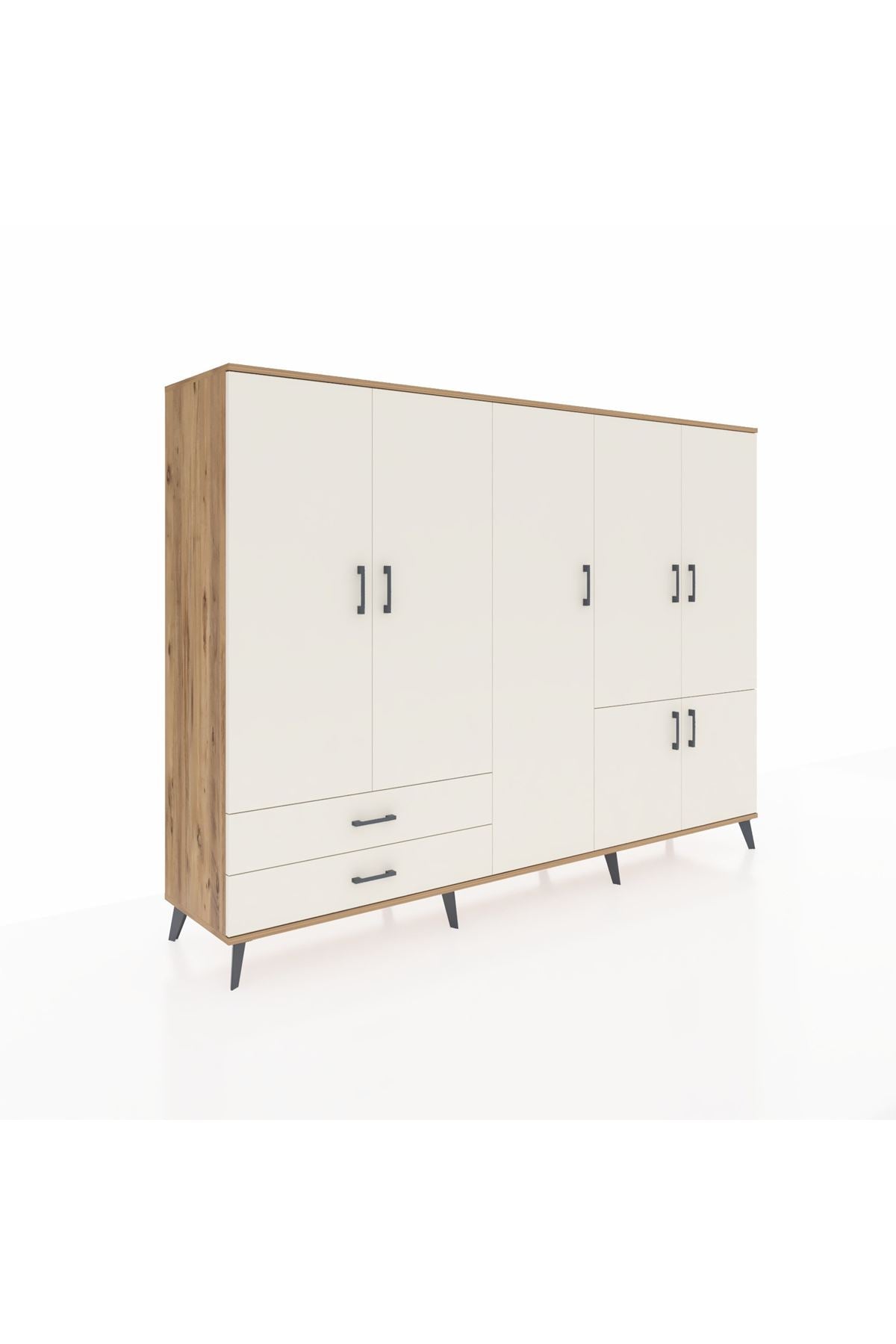 Hyperion Dolap 12 Raflı 2 Çekmeceli 7 Kapaklı 220x44x163 Çam-Aytaşı