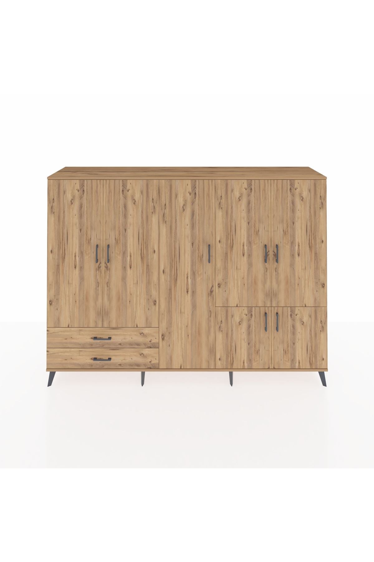 Hyperion Dolap 12 Raflı 2 Çekmeceli 7 Kapaklı 220x44x163 Çam-Çam