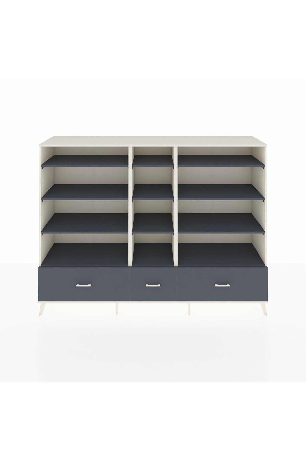 Hyperion Dolap 12 Raflı 3 Çekmeceli  220x44x163 Aytaşı-Antrasit