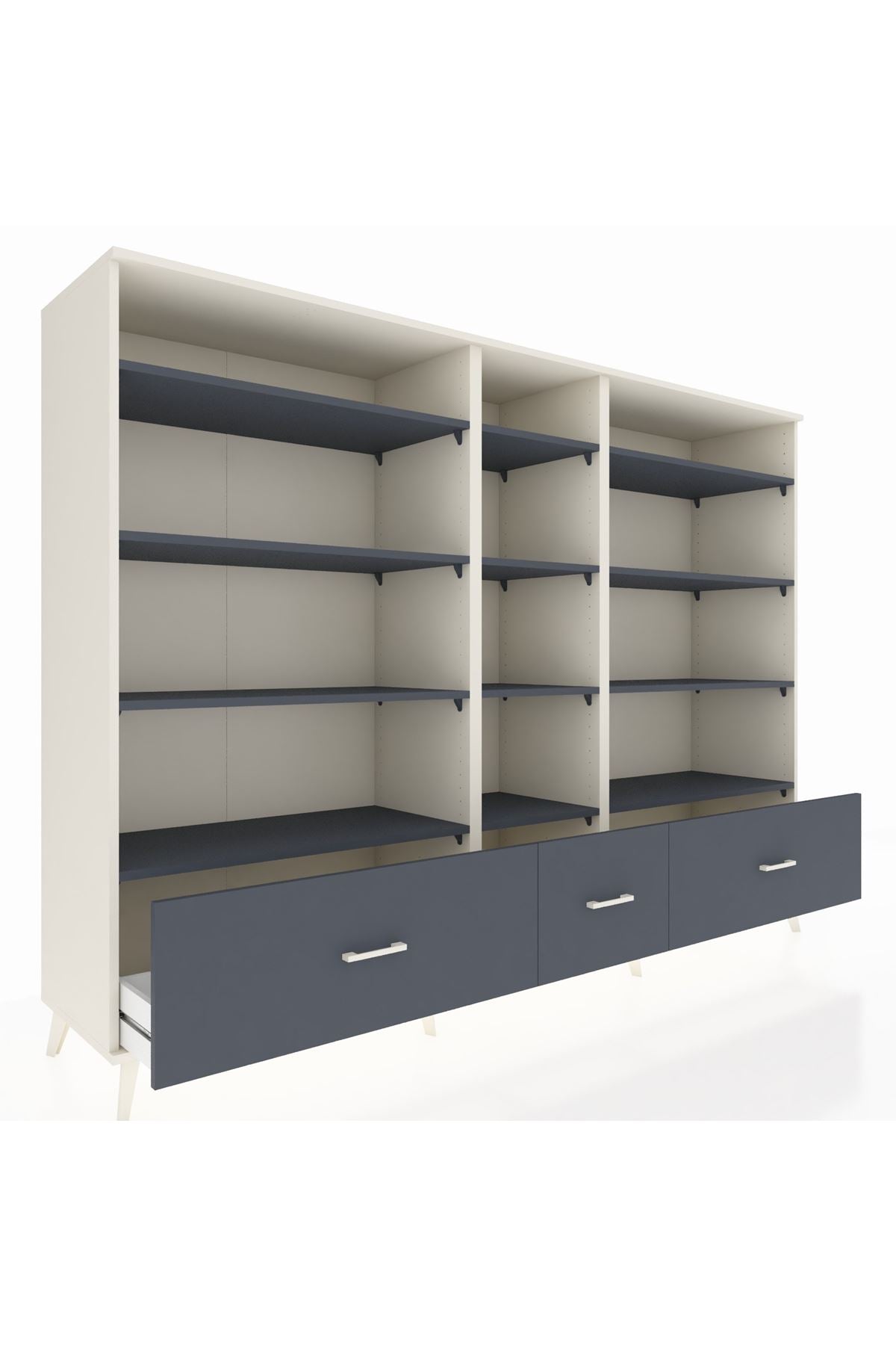 Hyperion Dolap 12 Raflı 3 Çekmeceli  220x44x163 Aytaşı-Antrasit