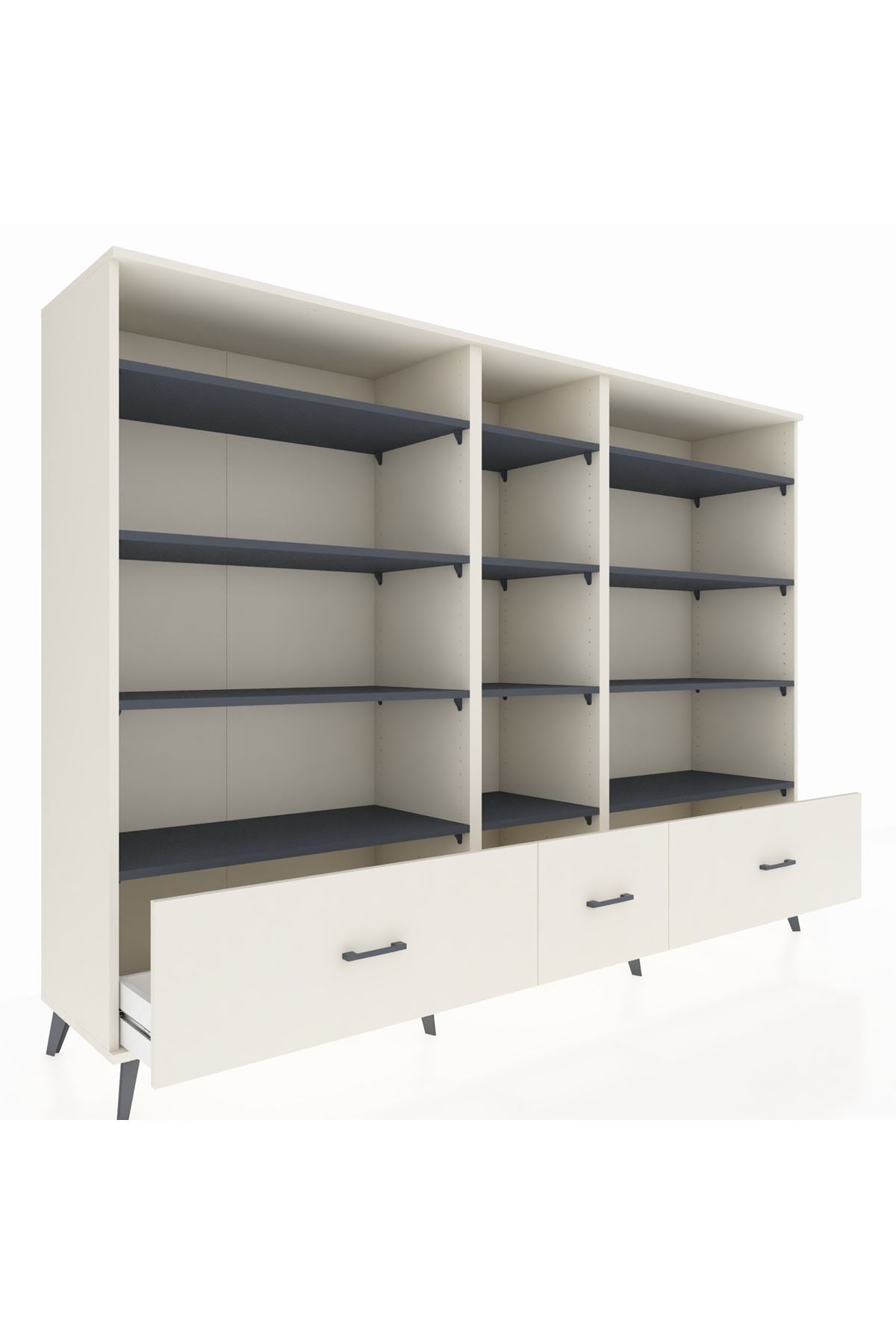 Hyperion Dolap 12 Raflı 3 Çekmeceli  220x44x163 Aytaşı-Antrasit/Aytaşı