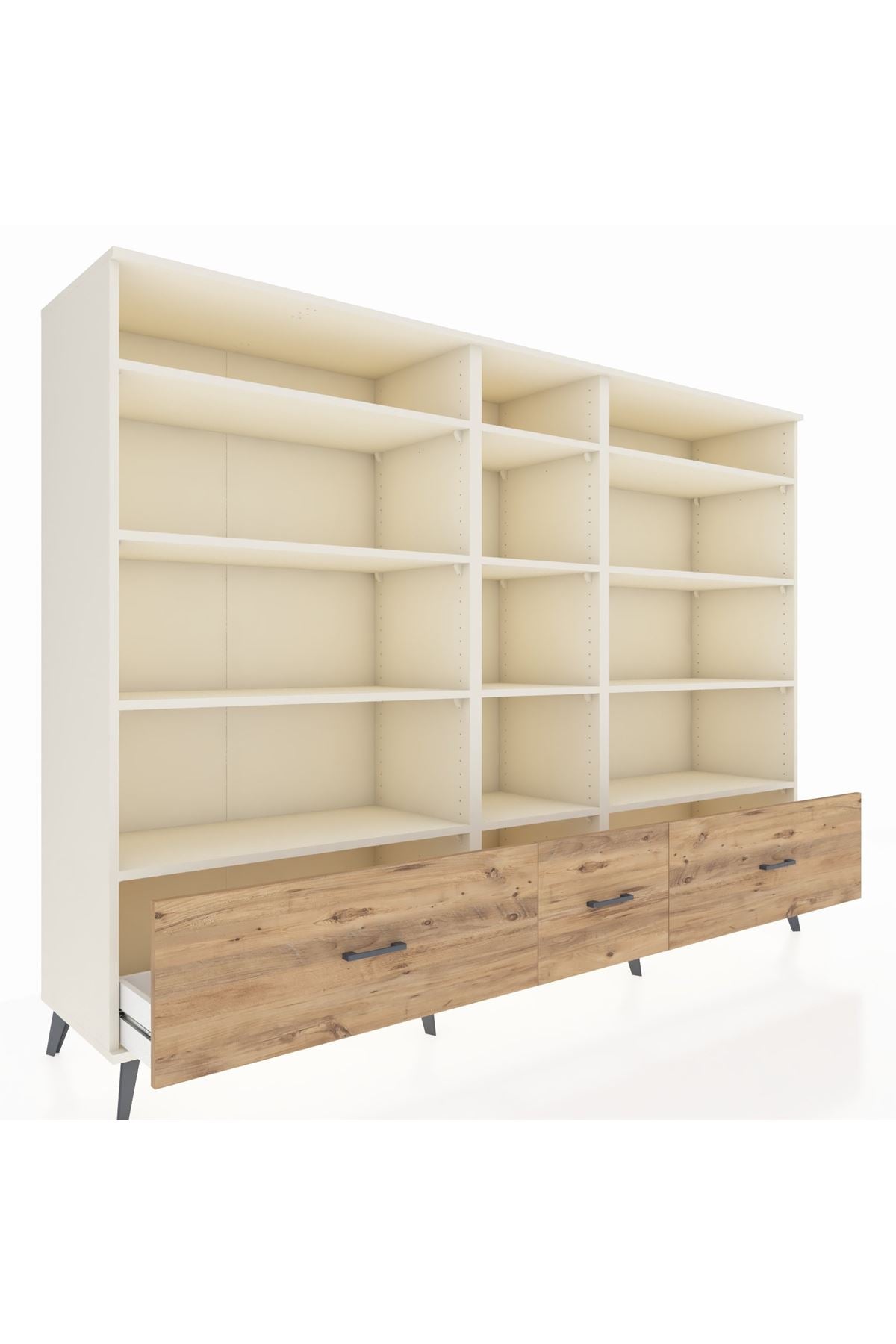 Hyperion Dolap 12 Raflı 3 Çekmeceli  220x44x163 Aytaşı-Aytaşı/Çam