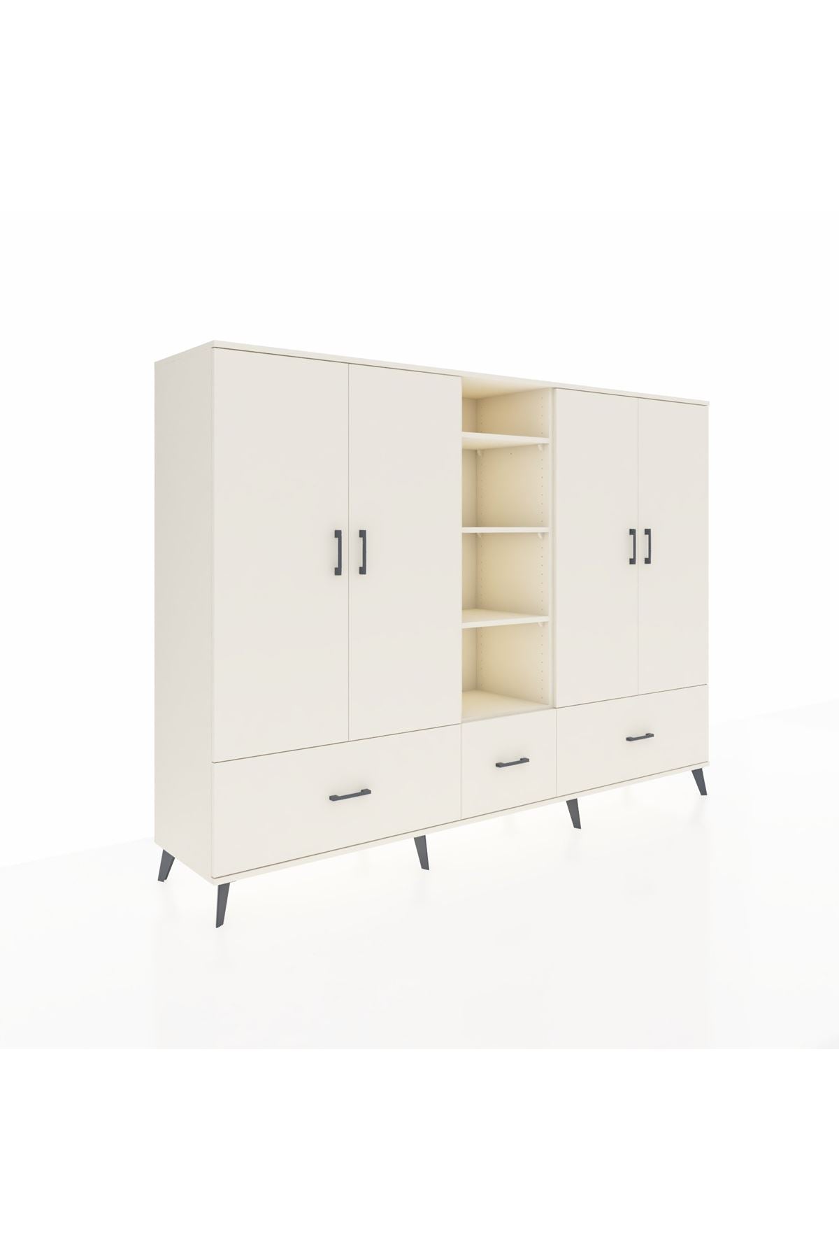 Hyperion Dolap 12 Raflı 3 Çekmeceli 4 Kapaklı 220x44x163 Aytaşı-Aytaşı