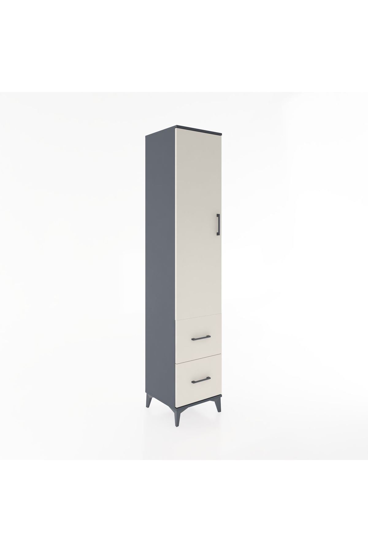 Hyperion Dolap 2 Raflı 2 Çekmeceli Tek Askılı 44x44x221 Antrasit-Aytaşı