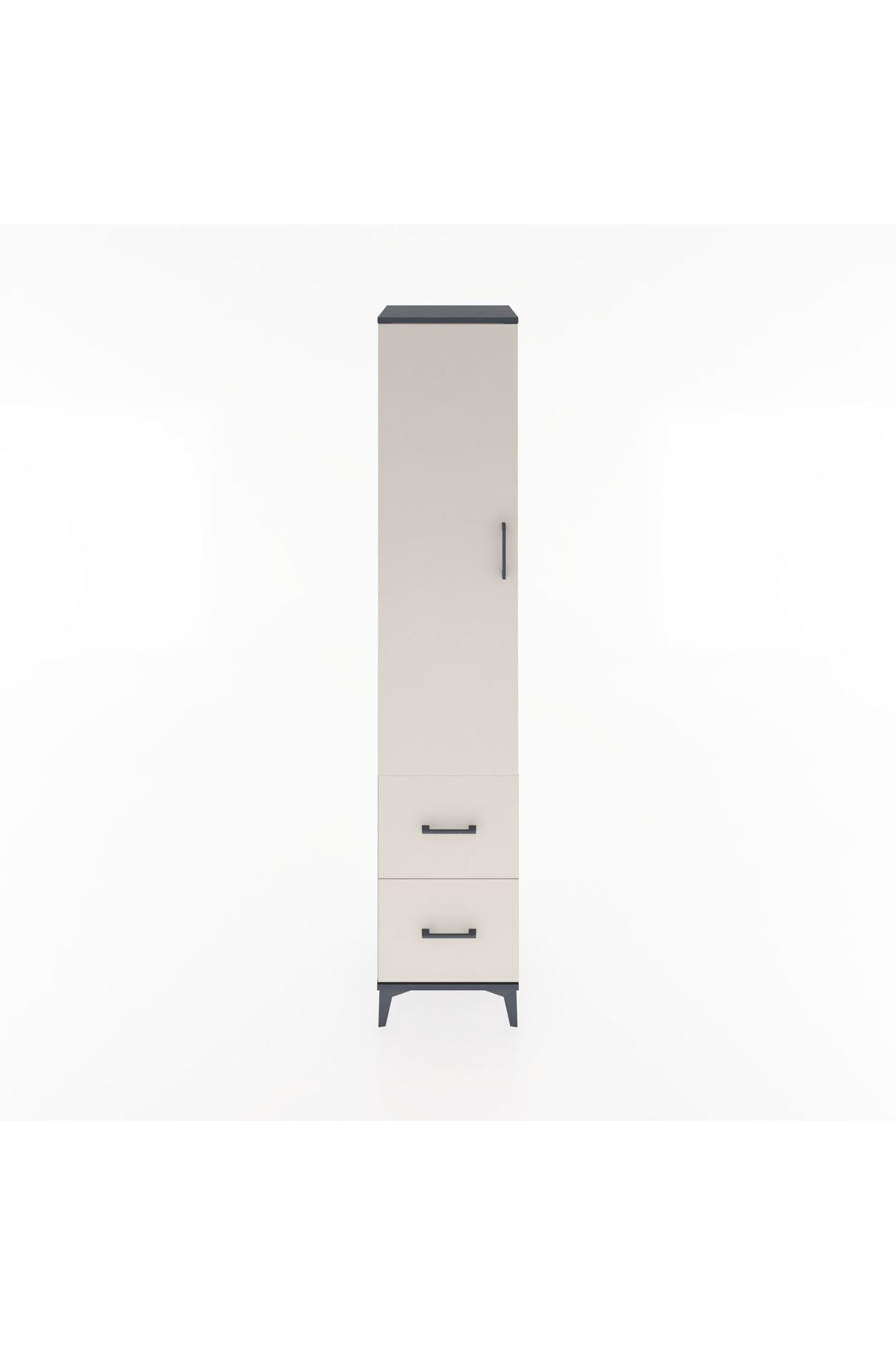 Hyperion Dolap 2 Raflı 2 Çekmeceli Tek Askılı 44x44x221 Antrasit-Aytaşı