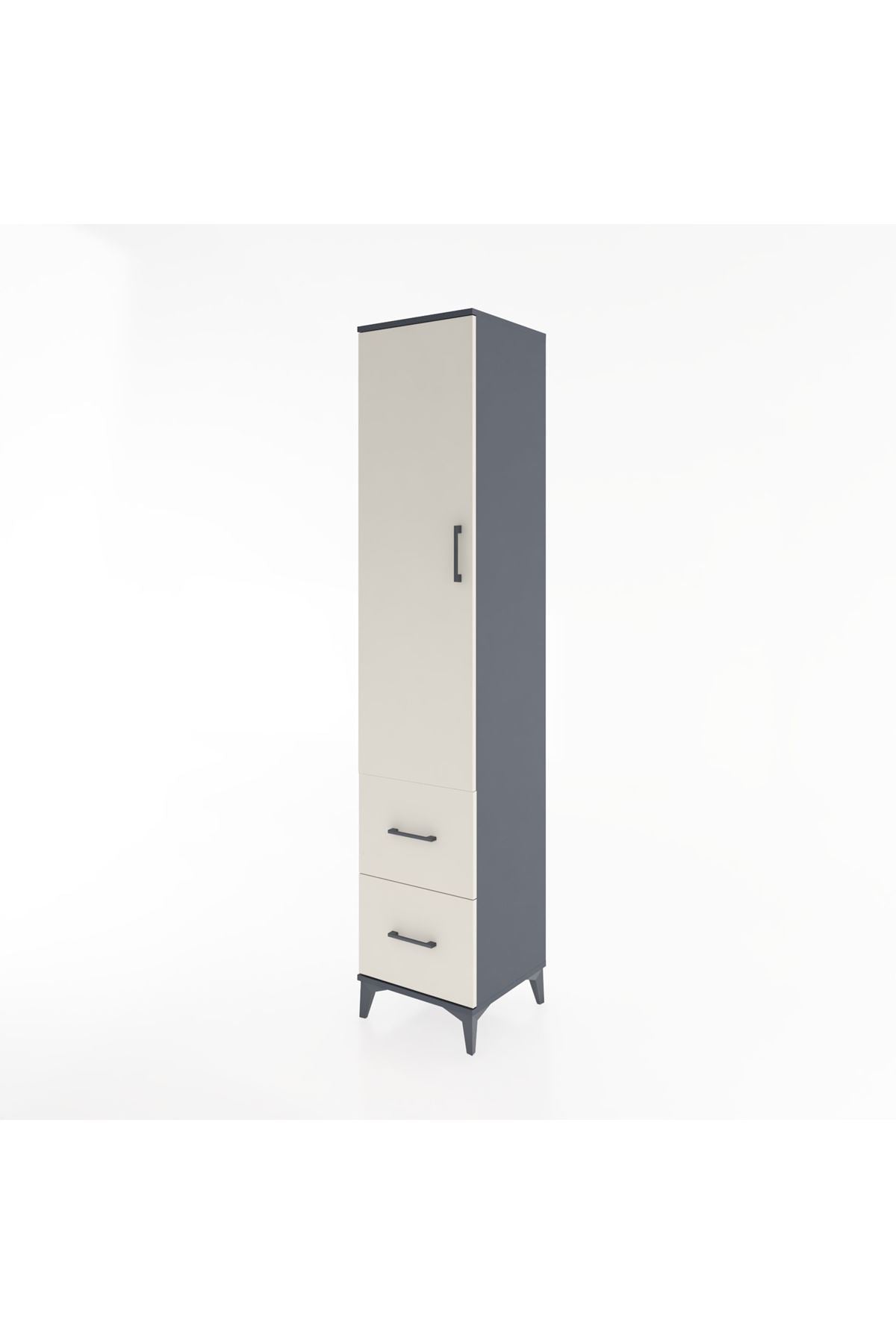 Hyperion Dolap 2 Raflı 2 Çekmeceli Tek Askılı 44x44x221 Antrasit-Aytaşı
