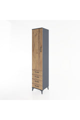 Hyperion Dolap 2 Raflı 4 Çekmeceli Tek Askılı 44x44x221 Antrasit-Çam