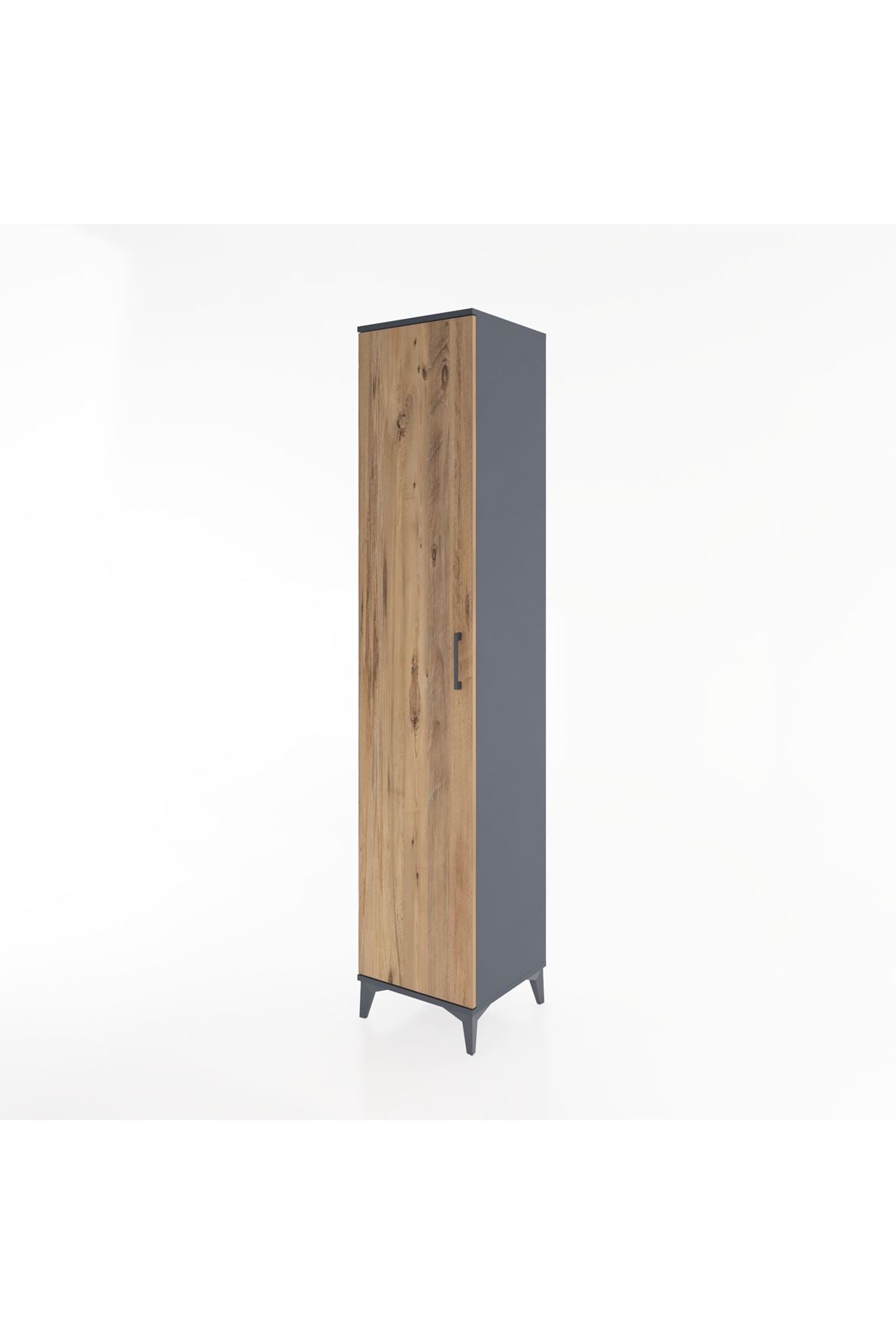 Hyperion Dolap 2 Raflı Tek Kapaklı Tek Askılı 44x44x221 Antrasit-Çam