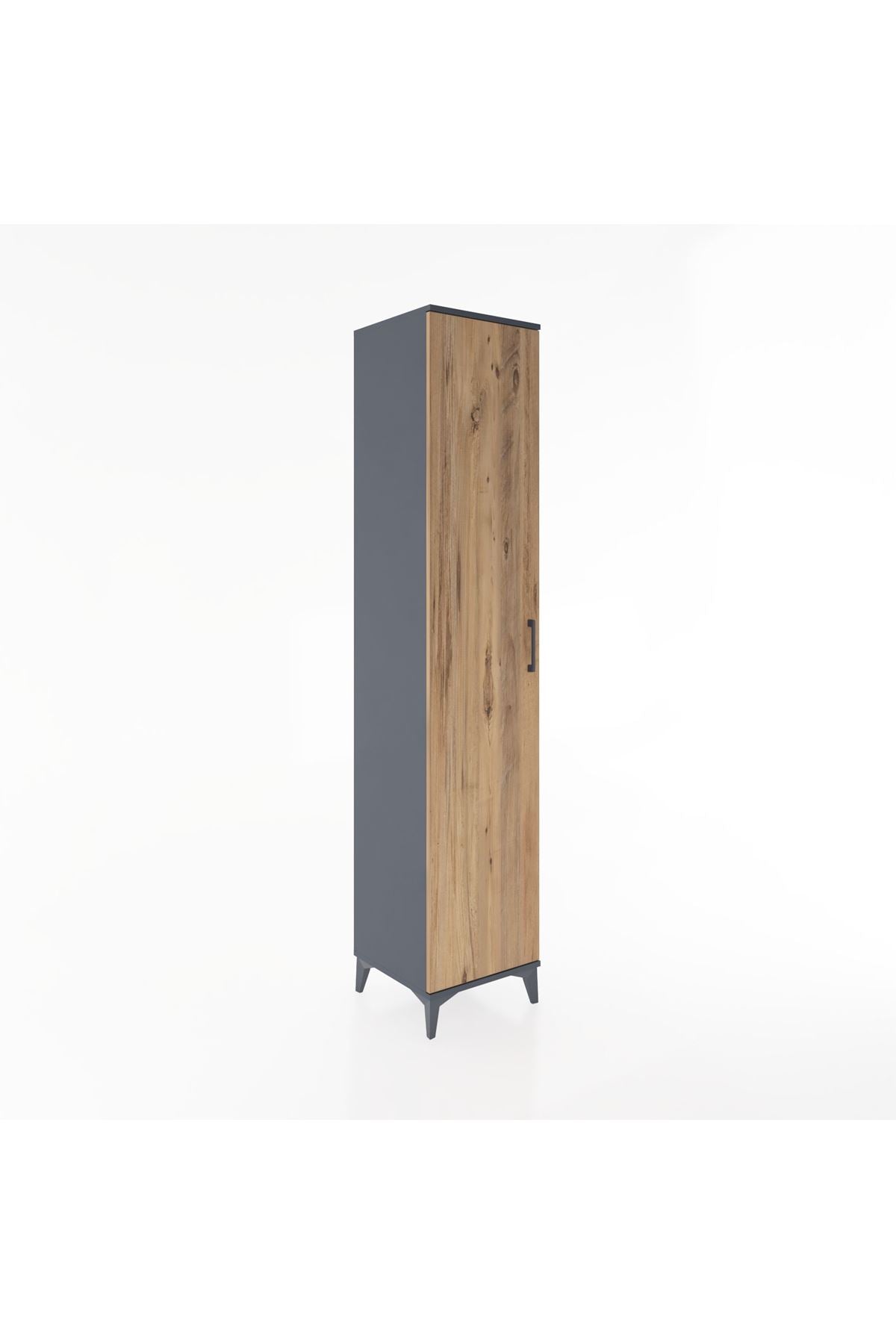 Hyperion Dolap 2 Raflı Tek Kapaklı Tek Askılı 44x44x221 Antrasit-Çam