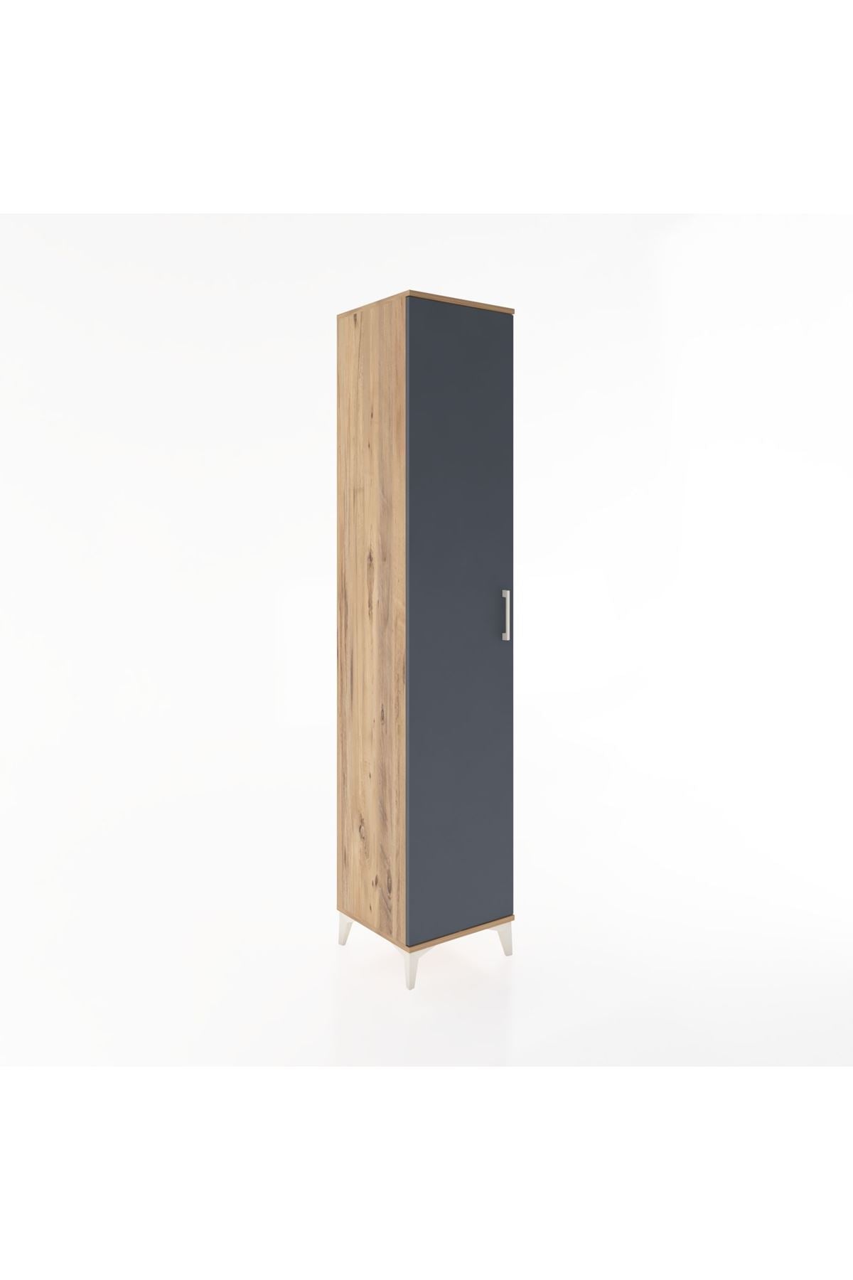 Hyperion Dolap 2 Raflı Tek Kapaklı Tek Askılı 44x44x221 Çam-Antrasit