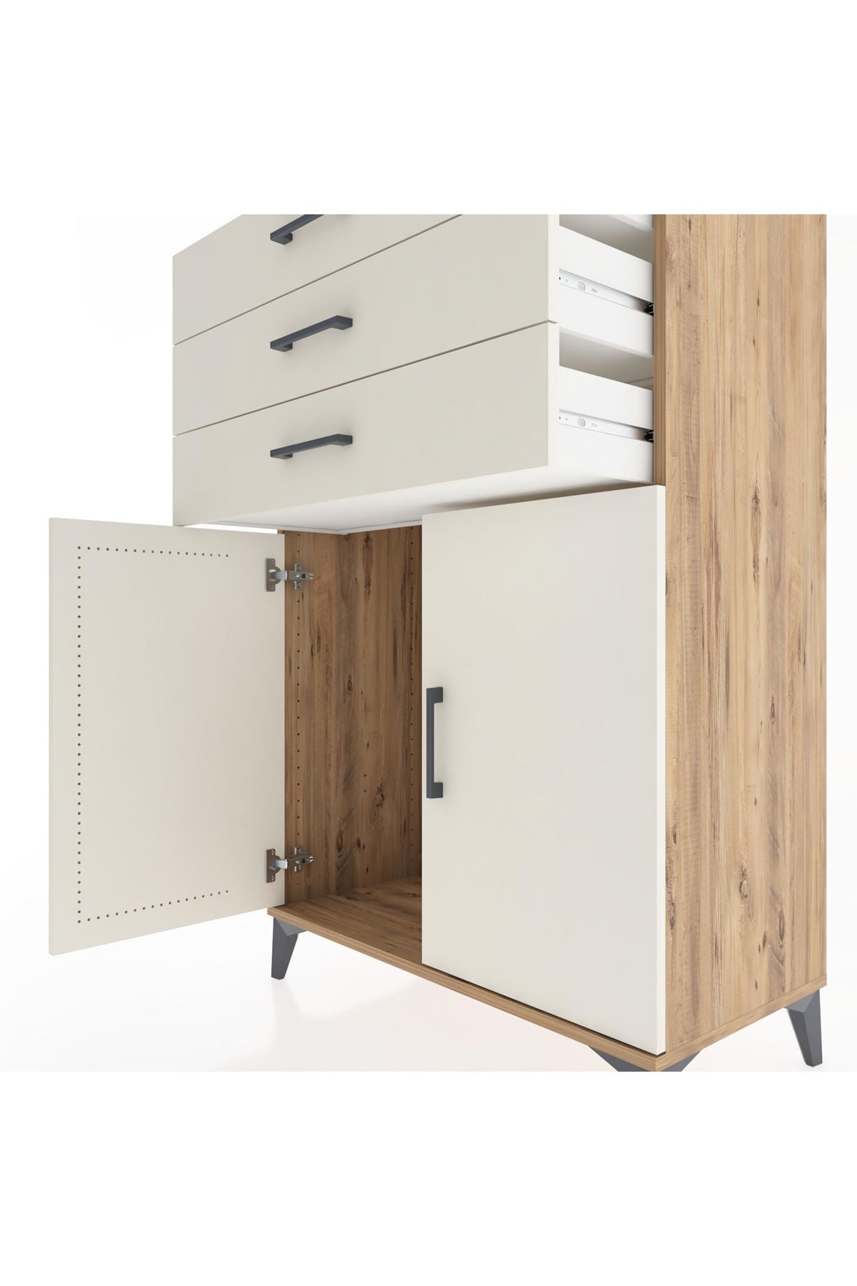 Hyperion Dolap 3 Çekmeceli 2 Kapaklı 88x44x134 Çam-Aytaşı
