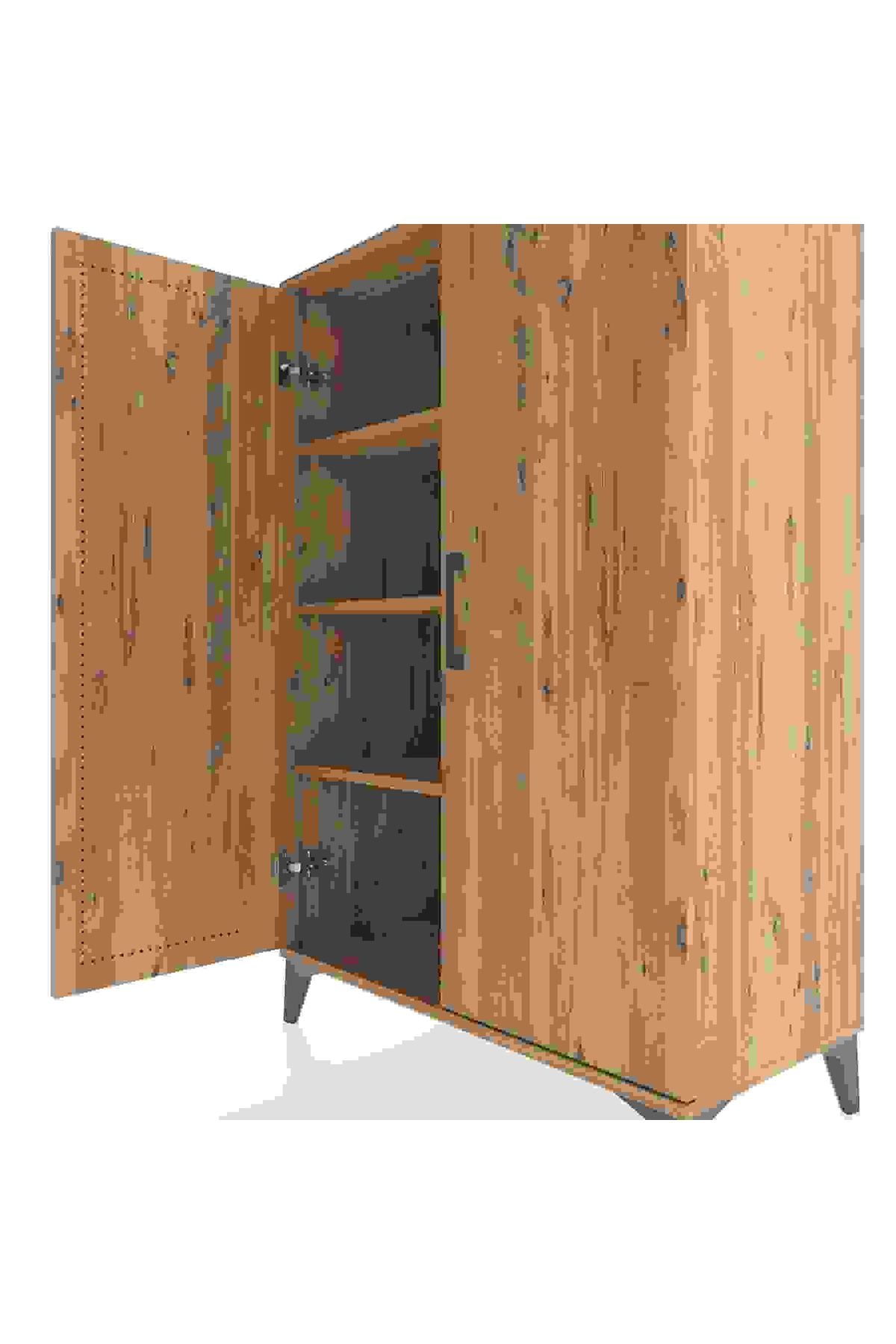 Hyperion Dolap 3 Raflı 2 Kapaklı 88x44x134 Çam-Çam