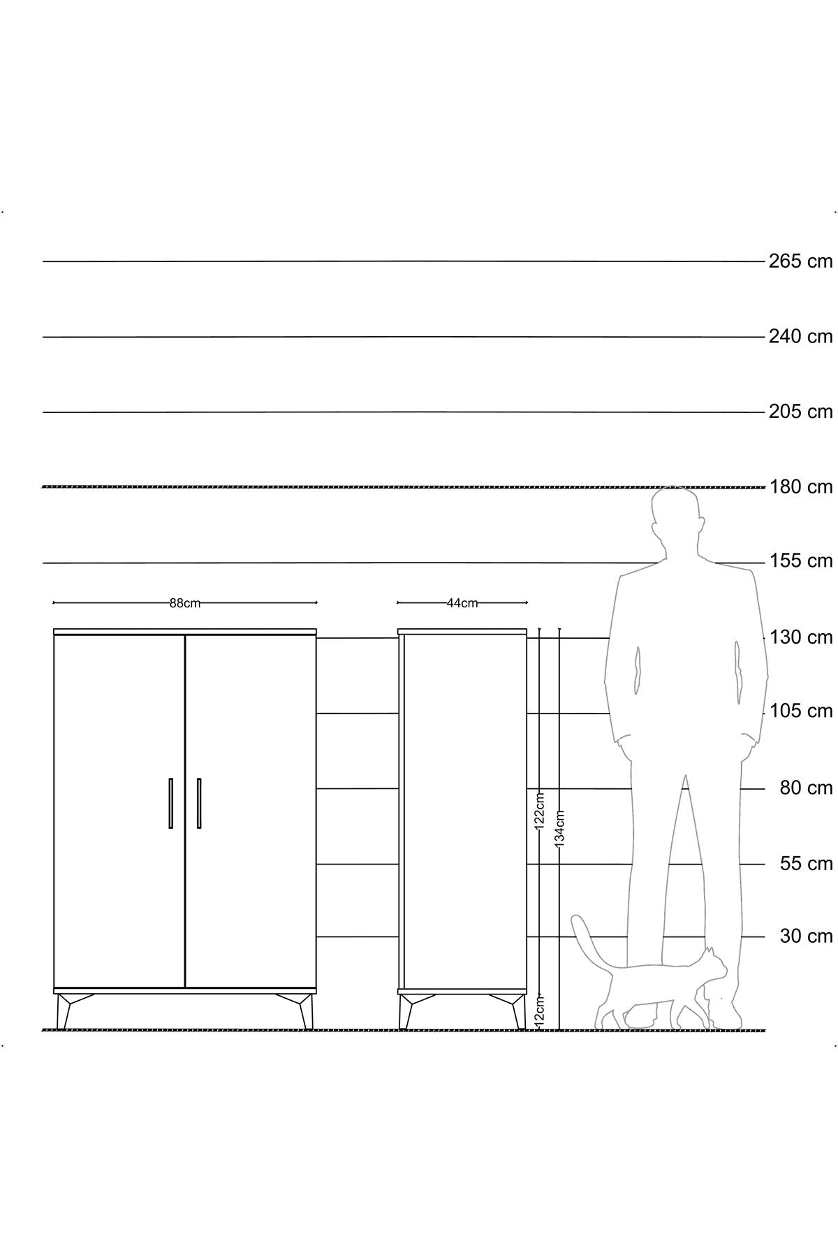 Hyperion Dolap 3 Raflı 2 Kapaklı 88x44x134 Çam-Çam