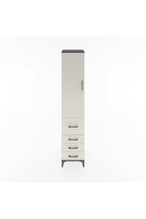 Hyperion Dolap 3 Raflı 4 Çekmeceli Tek Kapaklı 44x44x221 Antrasit-Aytaşı
