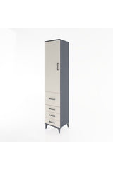 Hyperion Dolap 3 Raflı 4 Çekmeceli Tek Kapaklı 44x44x221 Antrasit-Aytaşı