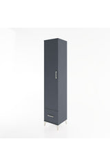 Hyperion Dolap 3 Raflı Tek Çekmeceli Tek Askılı 44x44x221 Antrasit-Antrasit