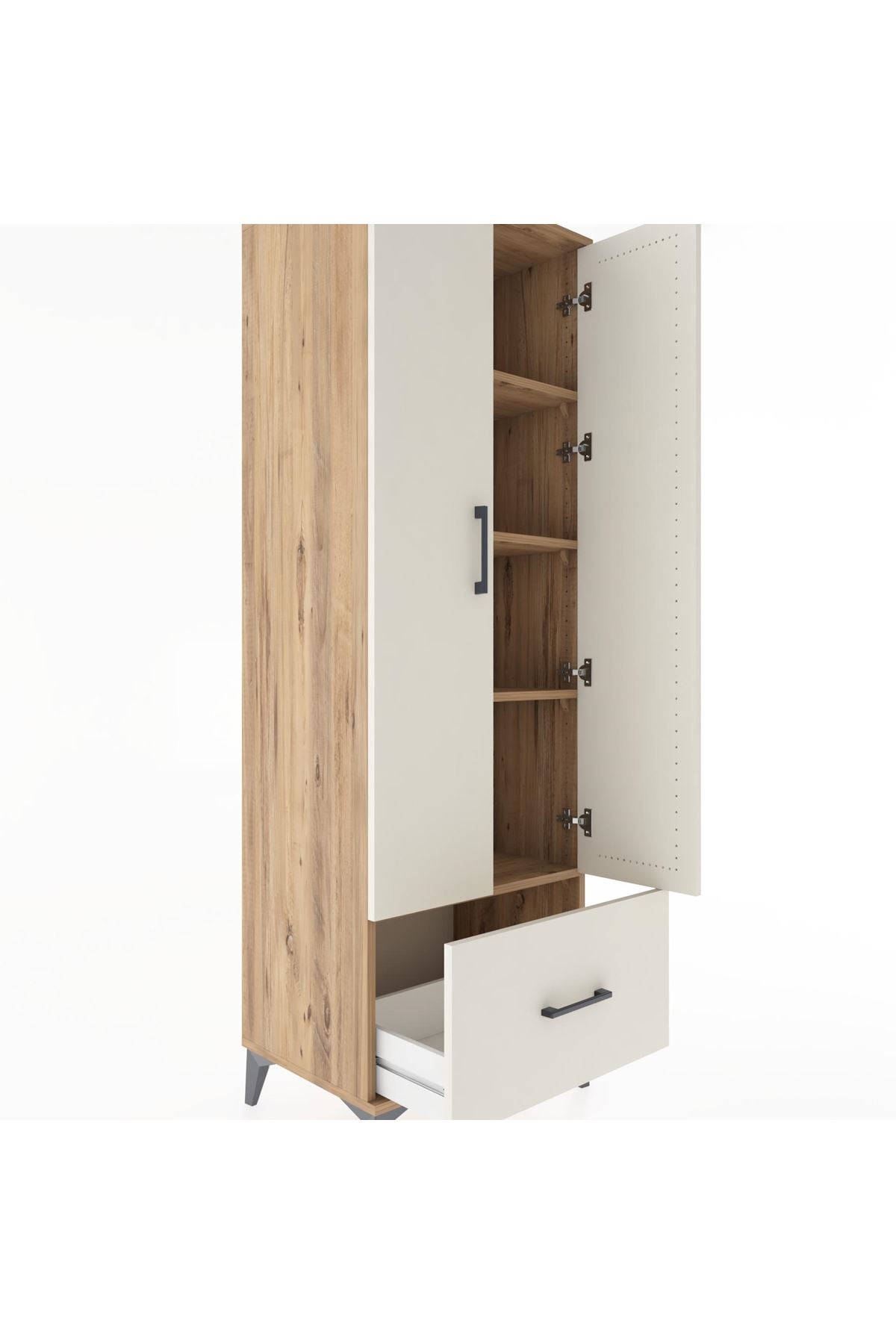 Hyperion Dolap 4 Raflı Tek Çekmeceli 2 Kapaklı 60x44x182 Çam-Aytaşı