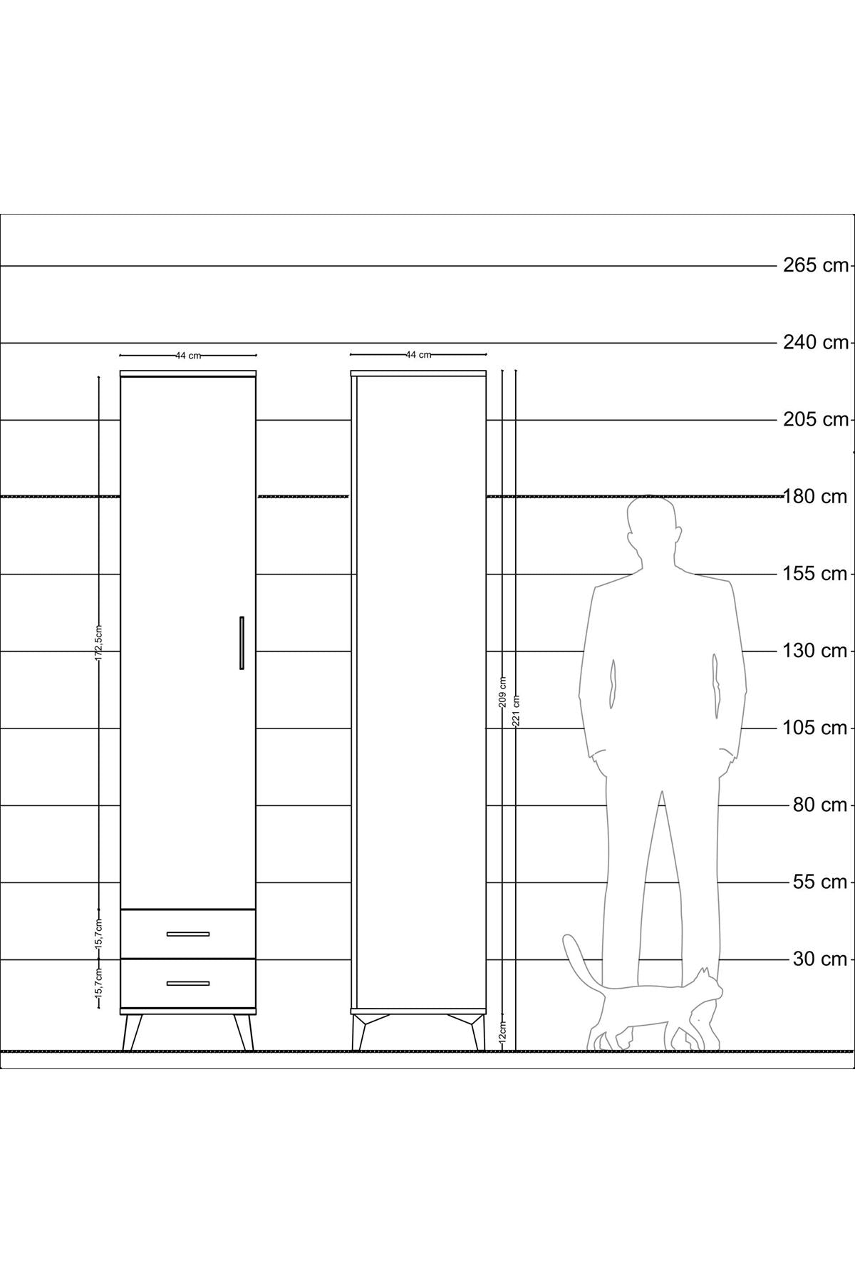 Hyperion Dolap 5 Raflı 2 Çekmeceli Tek Kapaklı 44x44x221 Aytaşı-Aytaşı