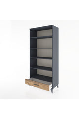 Hyperion Dolap 5 Raflı Tek Çekmeceli 88x44x195 Antrasit-Çam