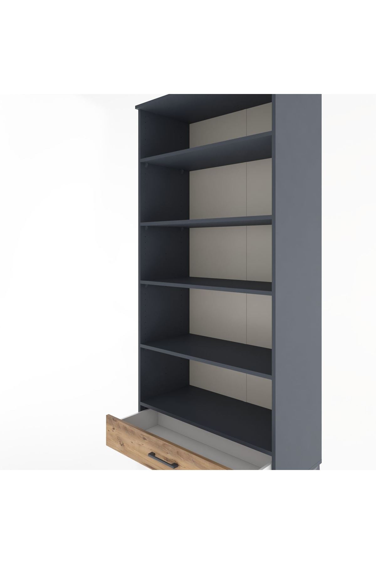 Hyperion Dolap 5 Raflı Tek Çekmeceli 88x44x195 Antrasit-Çam