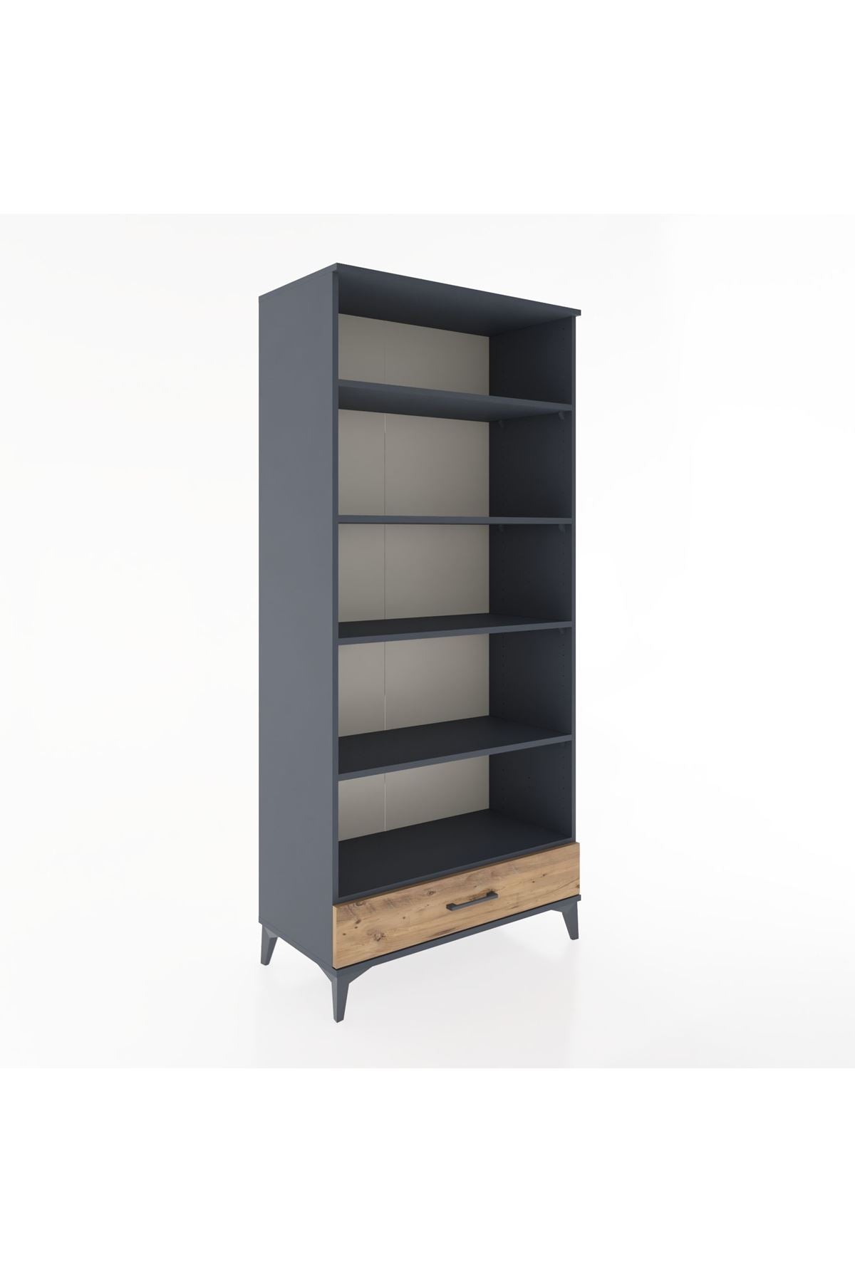 Hyperion Dolap 5 Raflı Tek Çekmeceli 88x44x195 Antrasit-Çam