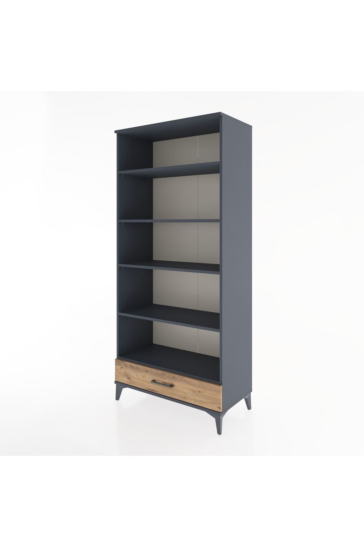 Hyperion Dolap 5 Raflı Tek Çekmeceli 88x44x195 Antrasit-Çam