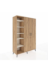 Hyperion Dolap 7 Raflı 2 Kapaklı Tek Askılı 132x44x195 Çam-Çam/Aytaşı